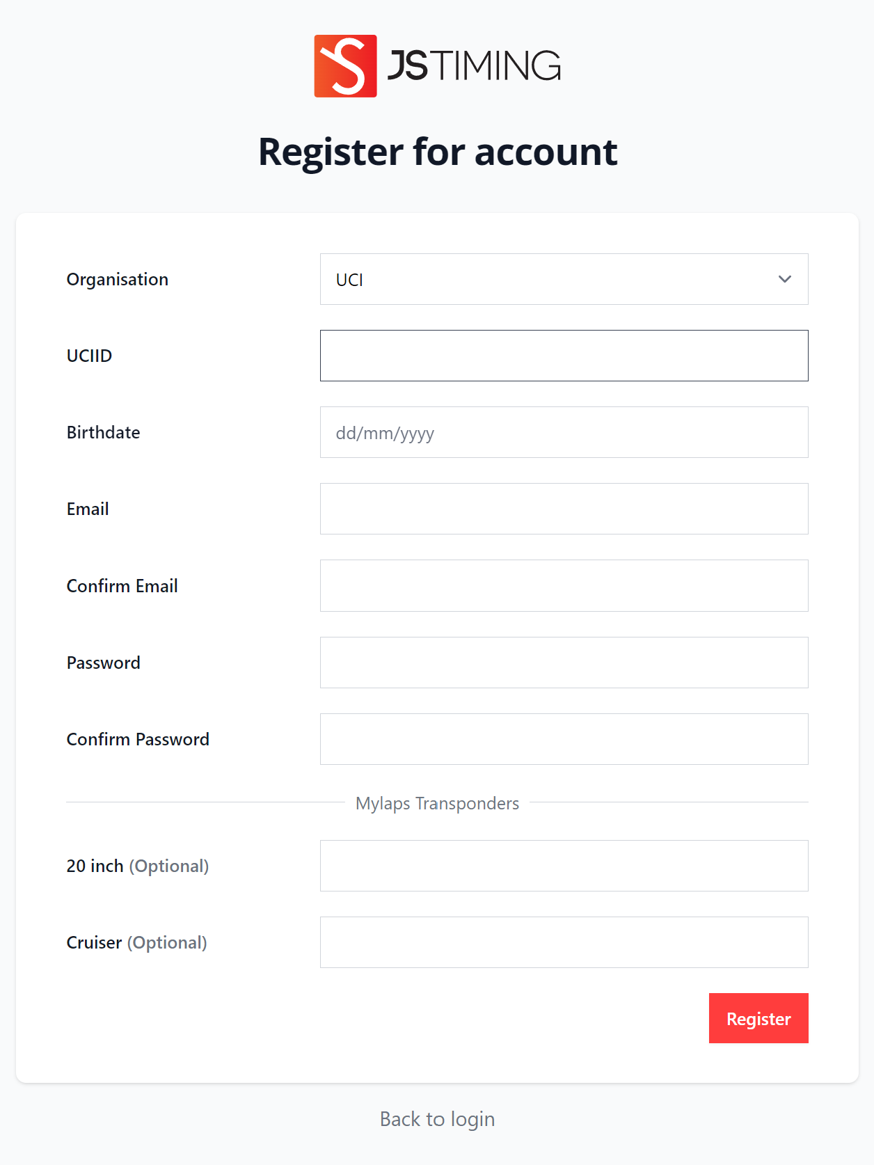 Registration - JSTiming